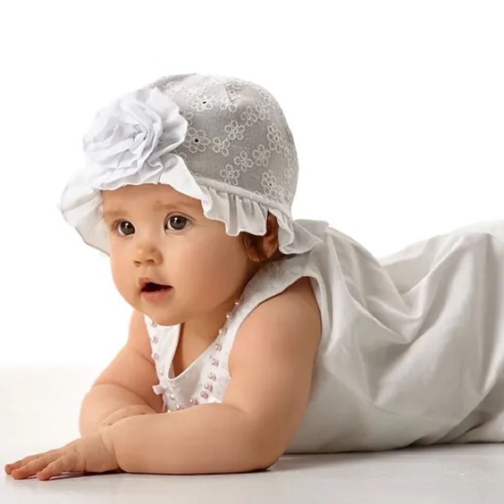Cotton summer hat with flower